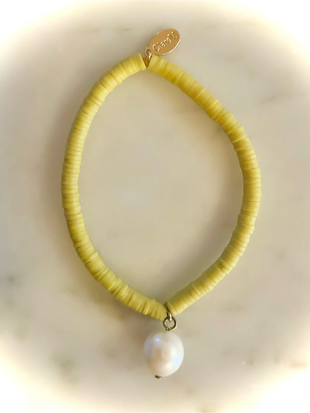 Yellow Clare V. bracelet with pearl details